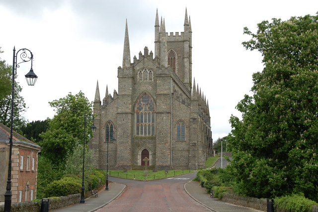 Down Cathedral,  in the town of Downpatrick in Northern Ireland. It stands on Cathedral Hill overlooking the town.